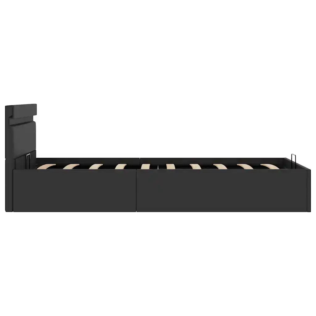 Giroletto Contenitore Idraulico LED Nero Similpelle 90x200 cm 285540