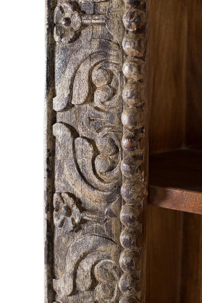 Libreria in legno di mango con finitura anticata, 183 cm