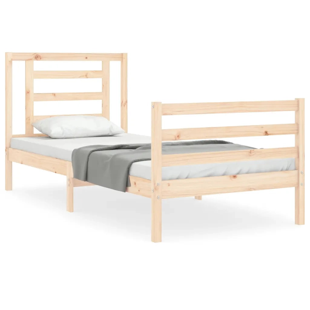 Giroletto con Testiera Single-Struttura Letto in Legno Massello 325280