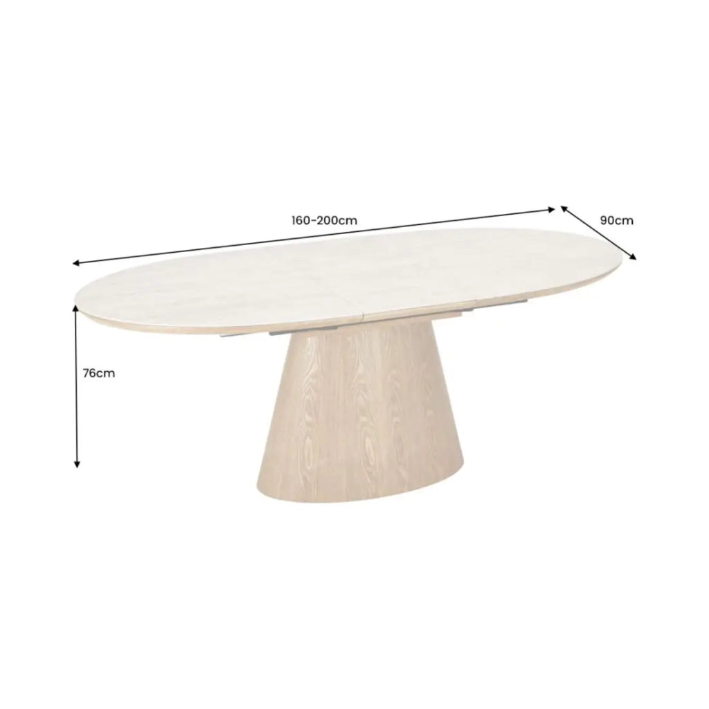 Table LUMEA estensibile 160–200 cm – Tavolo contemporaneo in ceramica effetto travertino e quercia