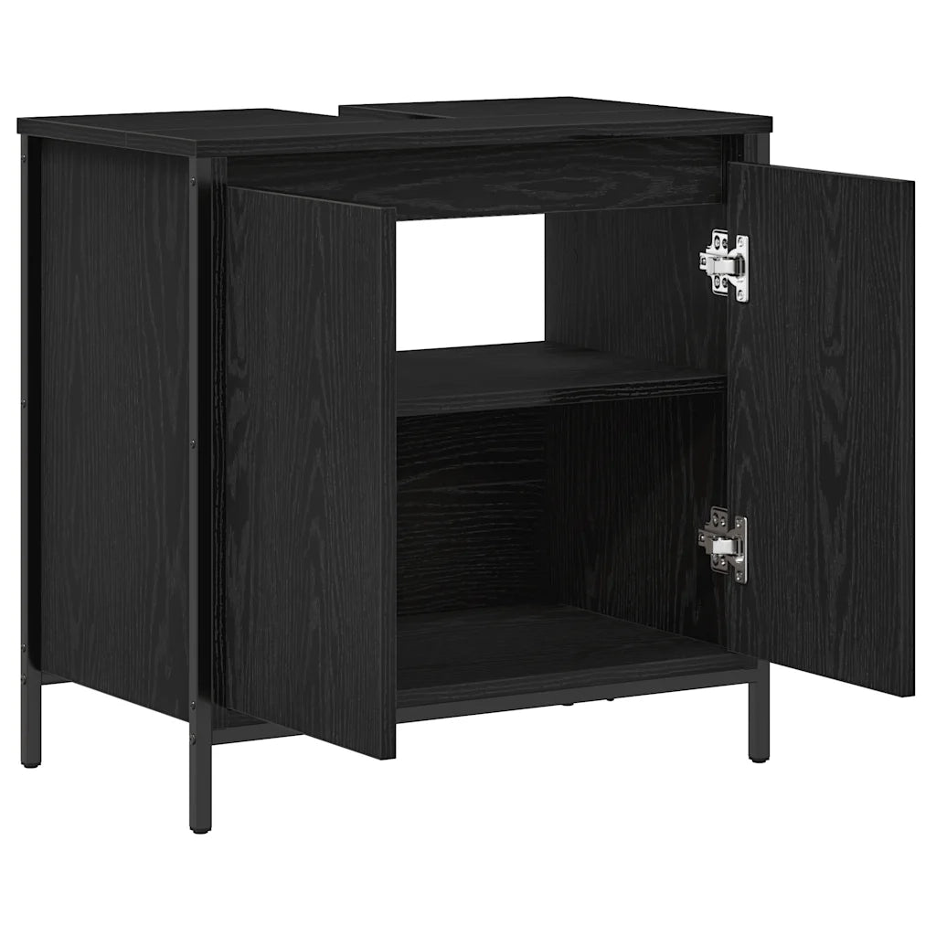 Mobile Lavabo da Bagno-Armadietto da bagno Nero 60x34,5x60 cm