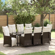 Set da Pranzo per Giardino con cuscino 9 pcs Marrone polyrattan 3379575