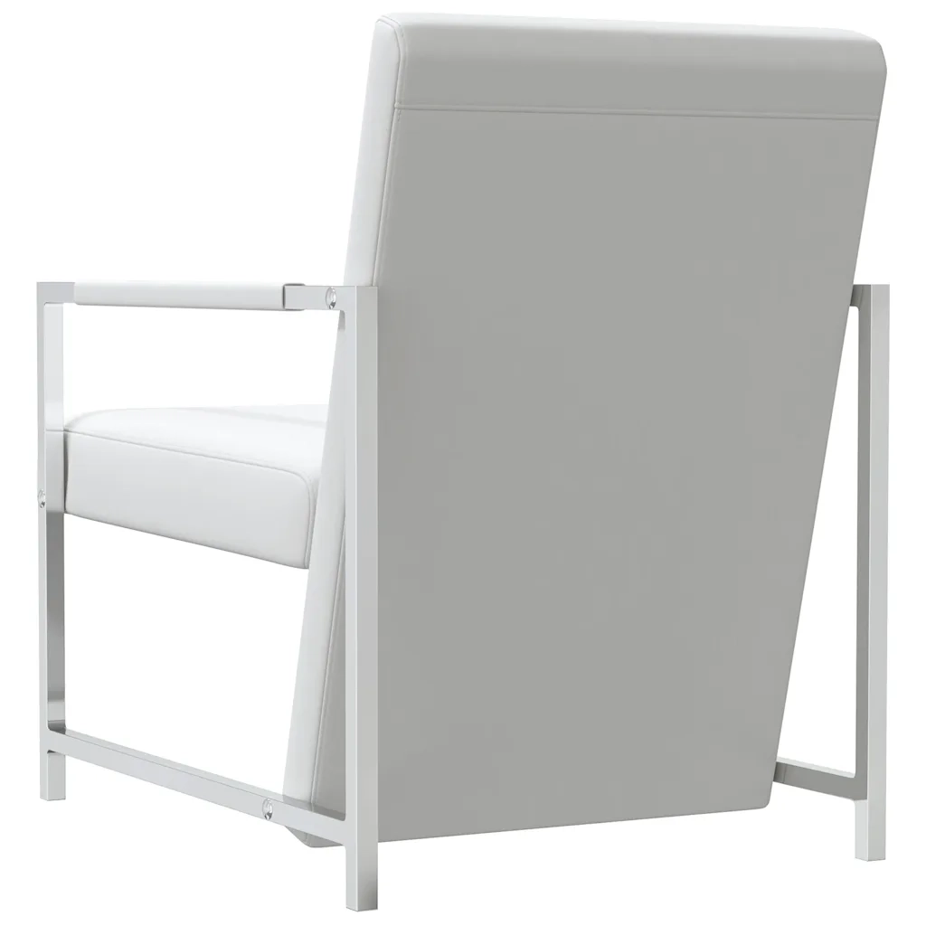 Poltrone 2 pz con Telaio Cromato Bianche in Similpelle 270180