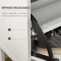 Mobile Scarpiera Moderno per 12 Paia di Scarpe con 2 Ante a Ribalta e Cassetto, 76x26x110 cm, Bianco