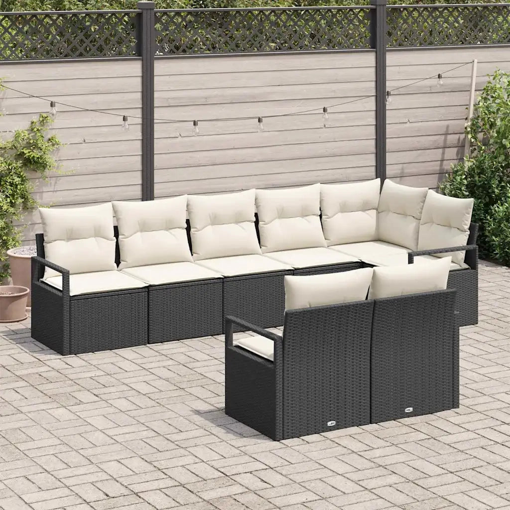 Set di divani 8 pcs Nero polyrattan