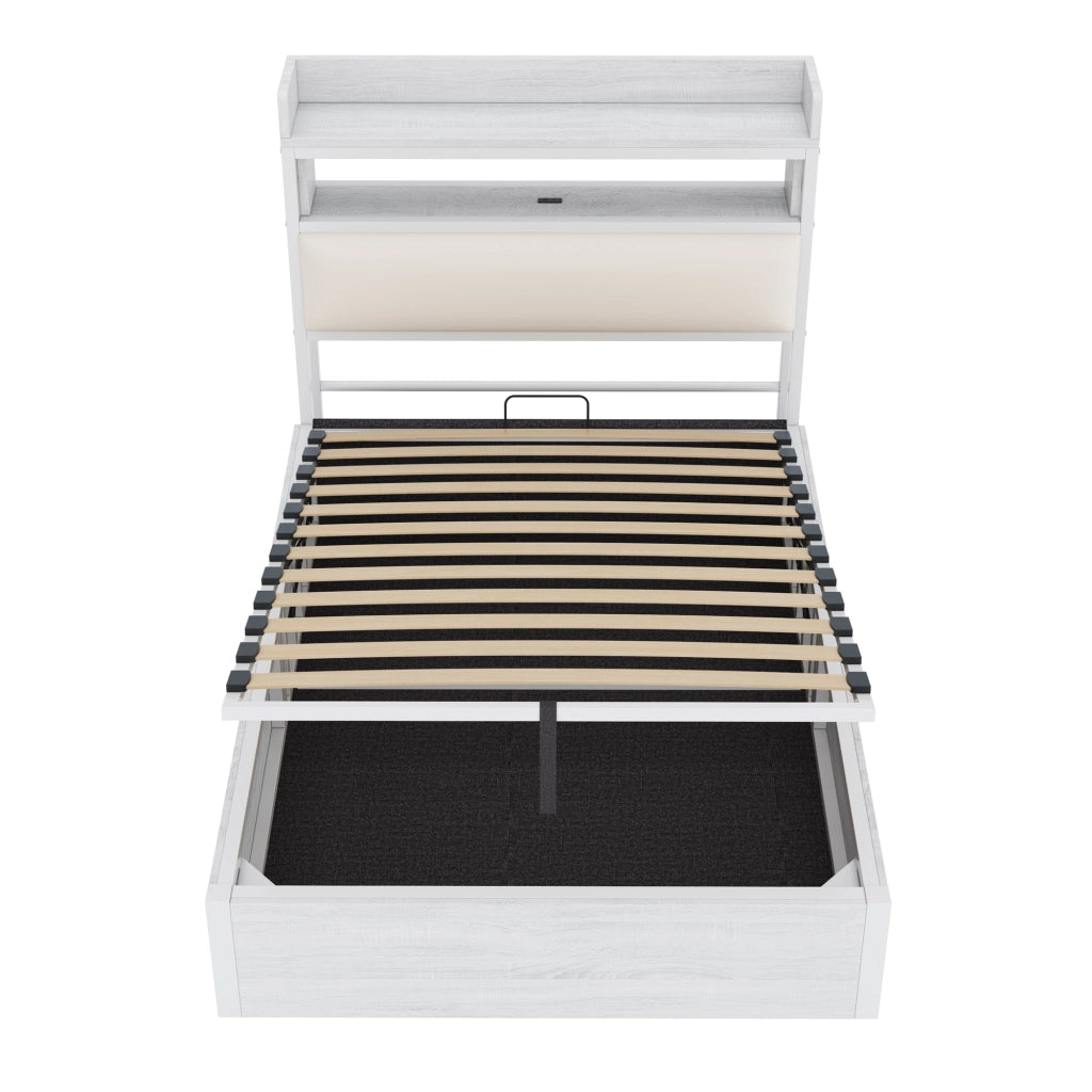 letto con contenitore metallo legno bianco 90 x 200 cm