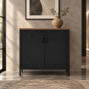 Credenza in metallo nera 80 x 40 x 80 cm con ripiano regolabile
