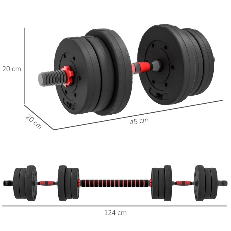 MANUBRI 2 in 1 fino a 20 kg convertibili in bilanciere Nero