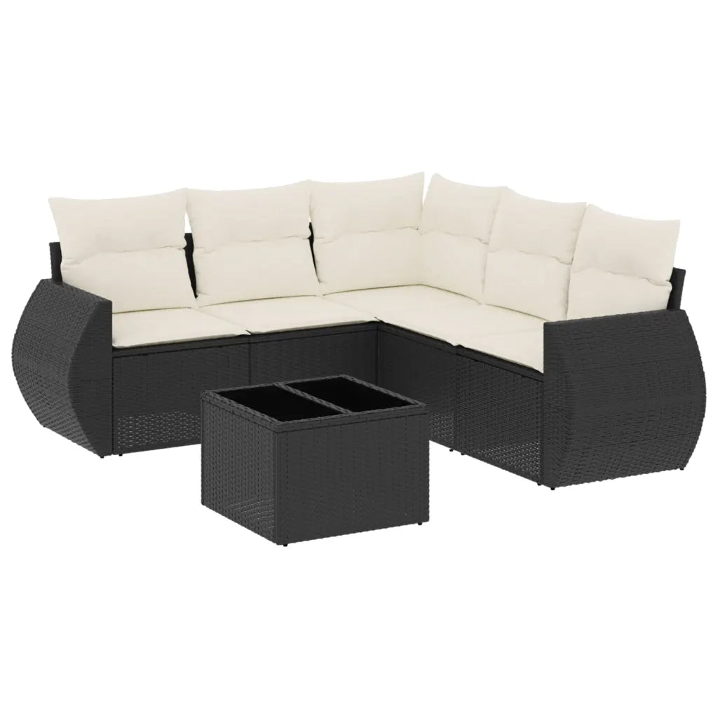 Set Divano da Giardino 6 pz con Cuscini Nero in Polyrattancod mxl 88531