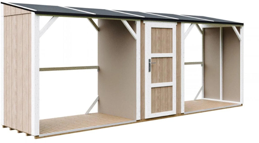 TIMBELA M986-TERRA BROWN Legnaia Doppia con Ripostiglio 6,49 m²