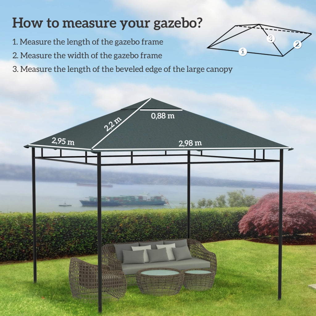 COPERTURA GAZEBO 298x295 cm Poliestere Grigio Scuro