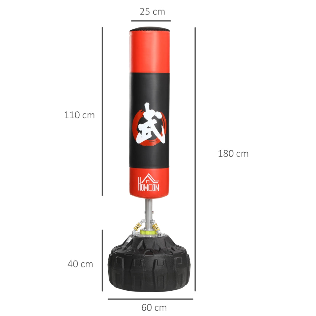 Sacco Boxe con Supporto Autoportante ¨C zephmum ¨C Nero e Rosso 60x60x180 cm
