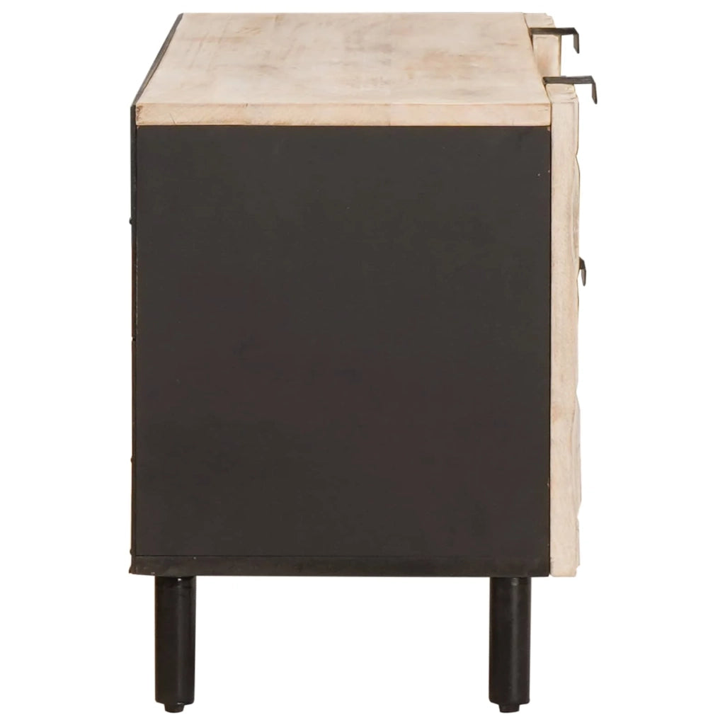 Mobile TV moderno con cassetto e contenitore 105 x 33 x 46 cm legno massello di mango bianco 02_0057766
