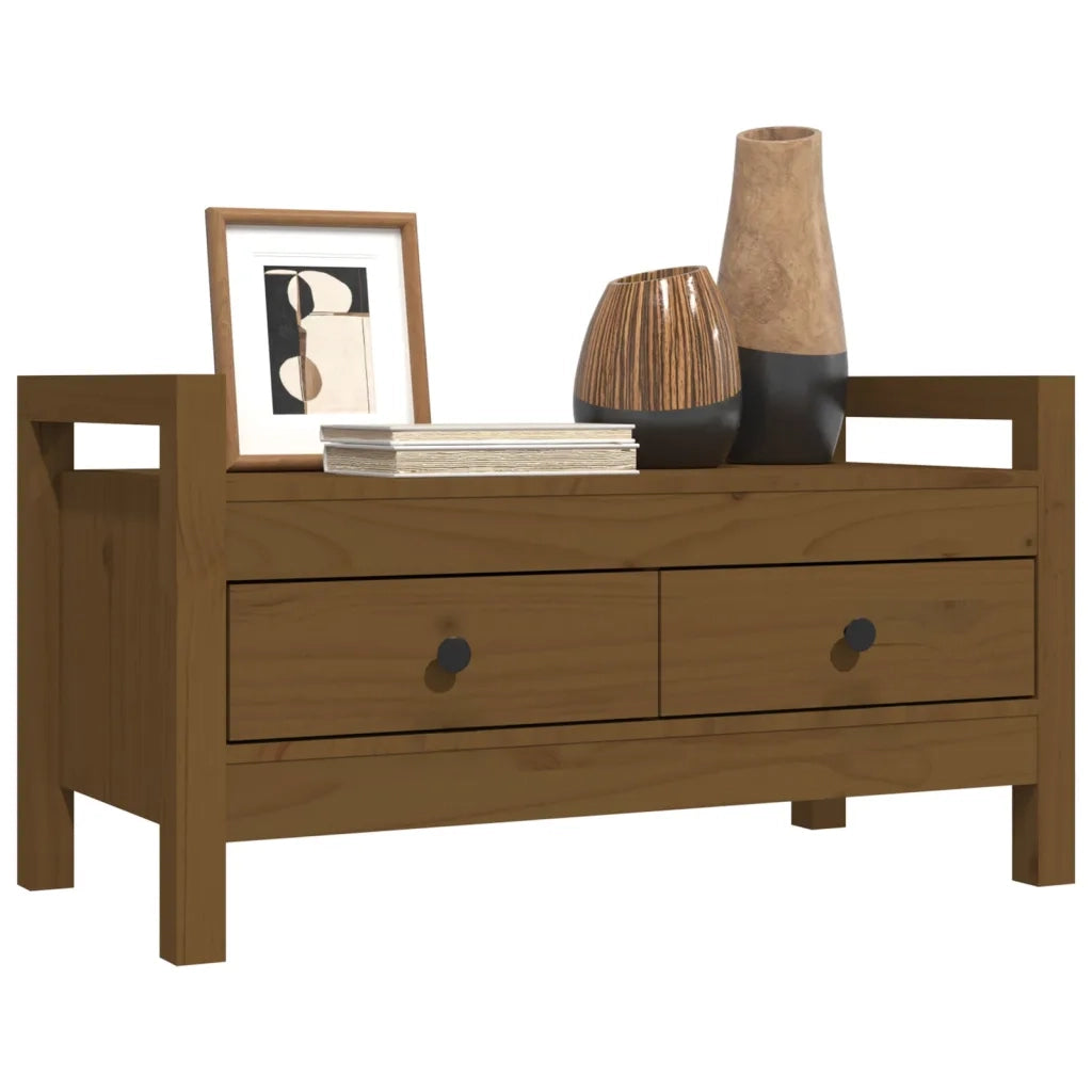 Panca da Ingresso Ambra 80x40x43 cm in Legno Massello di Pino 821787