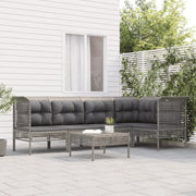 Set Divani da Giardino 6 pz con Cuscini in Polyrattan Grigiocod mxl 80239