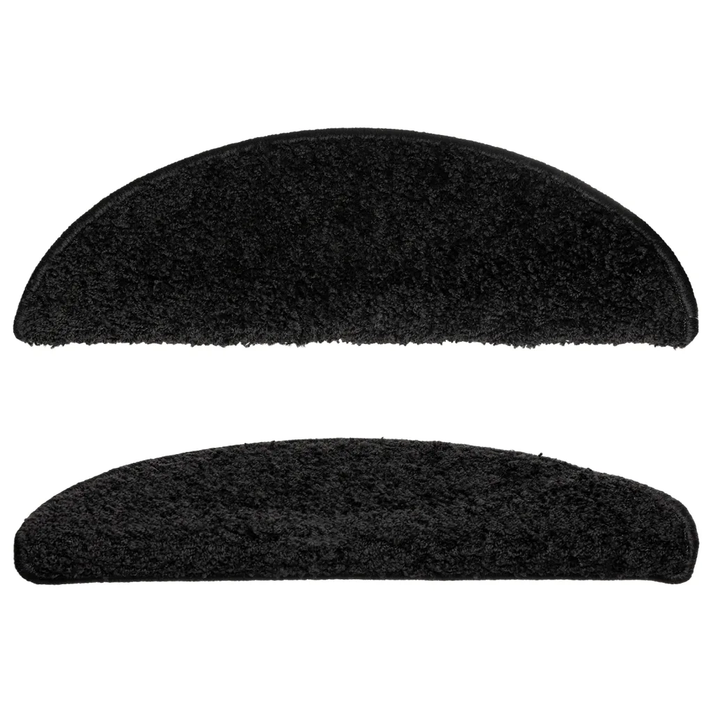 Tappetini per scale 15 pz 56x17x3 cm Nero Semicircolari 133893
