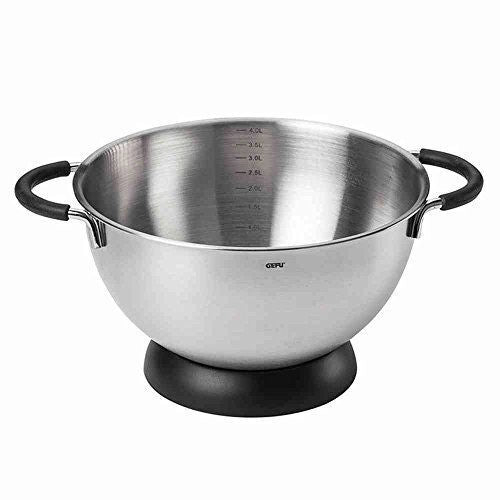 Gefu GE28140 Mesco Ciotola da Miscelazione 4 L Acciaio Inox con Manici in Silicone e Base Antiscivolo colore Argento