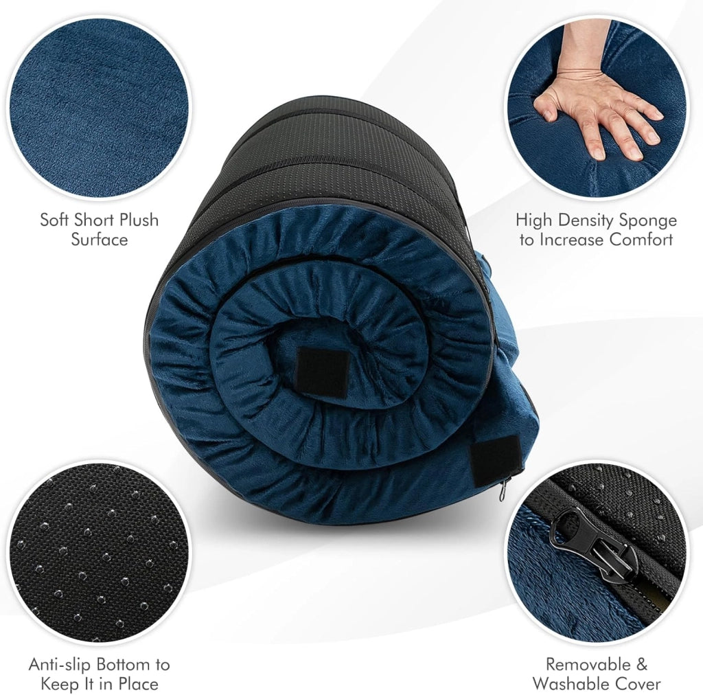 Materasso da campeggio portatile 183 x 62,5 x 6,5 cm, materasso pieghevole in memory foam con borsa per il trasporto, fodera rimovibile in flanella, per viaggi, campeggio, casa