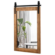 Specchio a parete farmhouse 76,5x56cm-Specchio a muro rettangolare con cornice in legno staffa in metallo Marrone