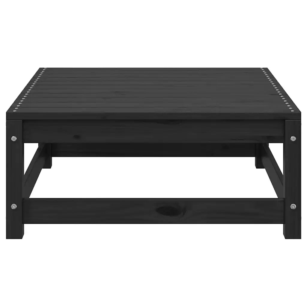 Sgabello da Giardino con Cuscino Nero in Legno Massello di Pino 805729