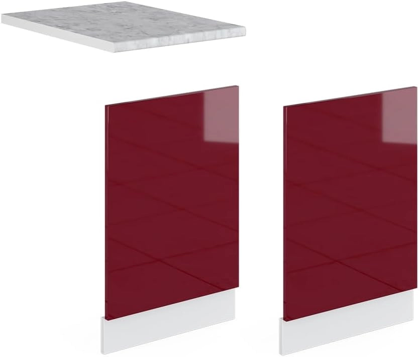 Pannello frontale R-Line, Rosso lucido, 45 cm, PL Marmo, per la libera combinazione all'interno di sistemi cucina modulari