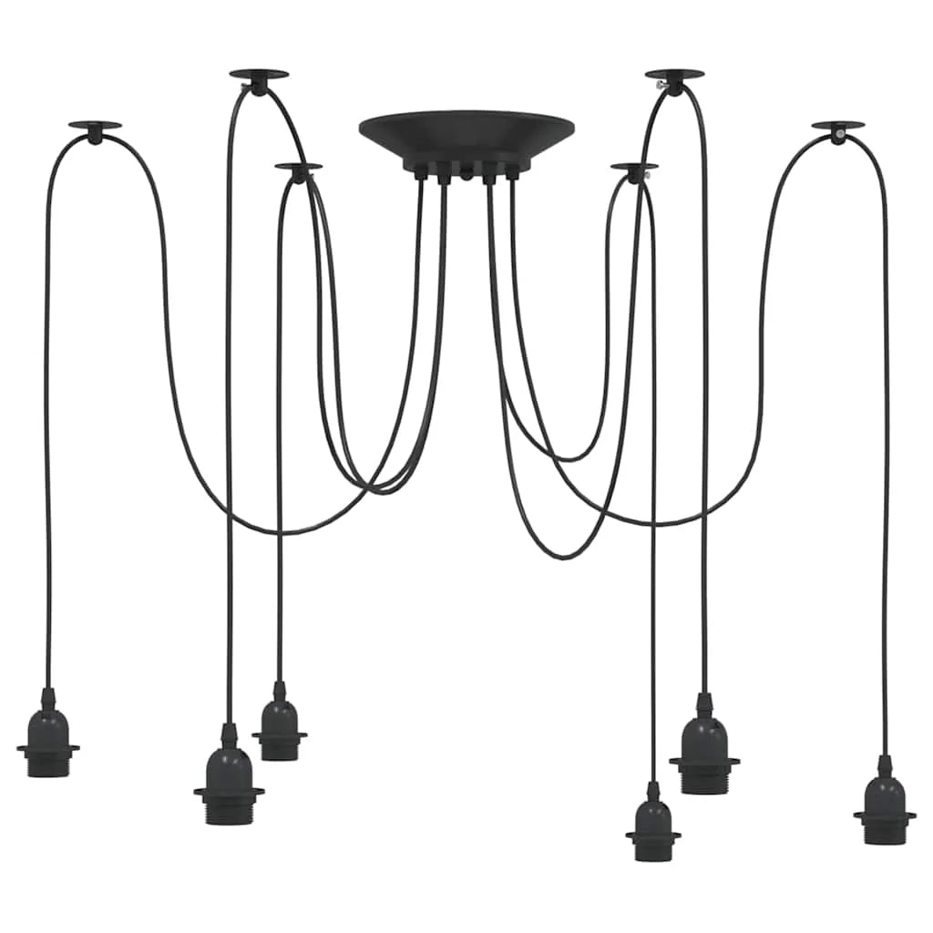 Lampada a sospensione vintage regolabile 157 cm 6 portalampade stile moderno metallo nero sala da pranzo 02_0058022