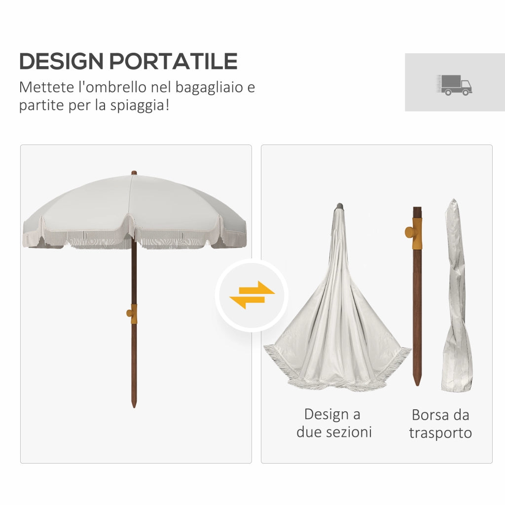 Ombrellone da Spiaggia ¨C Zephmum ¨C Grigio Chiaro con Protezione UV40+ e Borsa