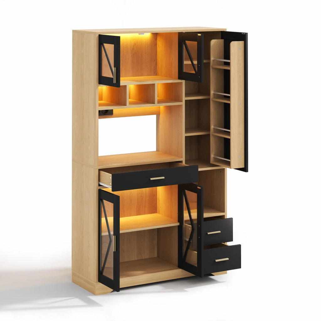 Libreria Vetrina con LED, Cassetto e Ripiani Regolabili ¨C MINIMAL ¨C Bianco, 185¡Á105¡Á40 cm