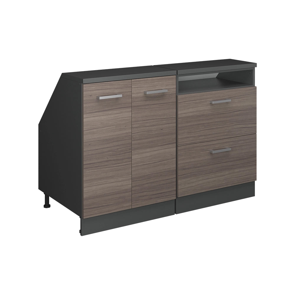 Set di mobili sottotetto Rion Grigio nobile/Antracite 120 cm Set di 2 carcasse armadio profondità 60 cm Vicco