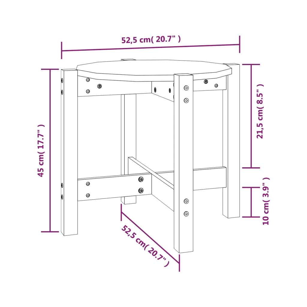 Tavolino da Salotto Ø 52,5x45 cm in Legno Massello di Pino 822307