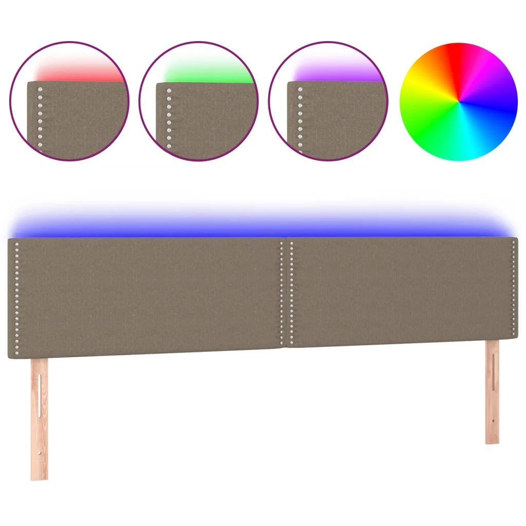 Testiera a LED Tortora 200x5x78/88 cm in Tessuto 3121498
