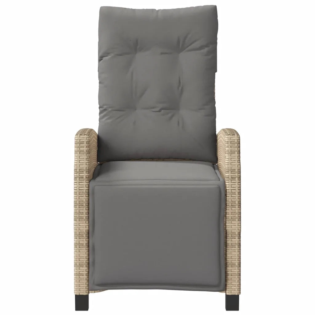Sedia Reclinabile Giardino e Poggiapiedi Beige Misto Polyrattan 365237