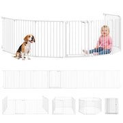 Recinto per Cani a 8 Pannelli Modulabili con Chiusura Automatica. in Acciaio e ABS. 61x3x75 cm. Bianco