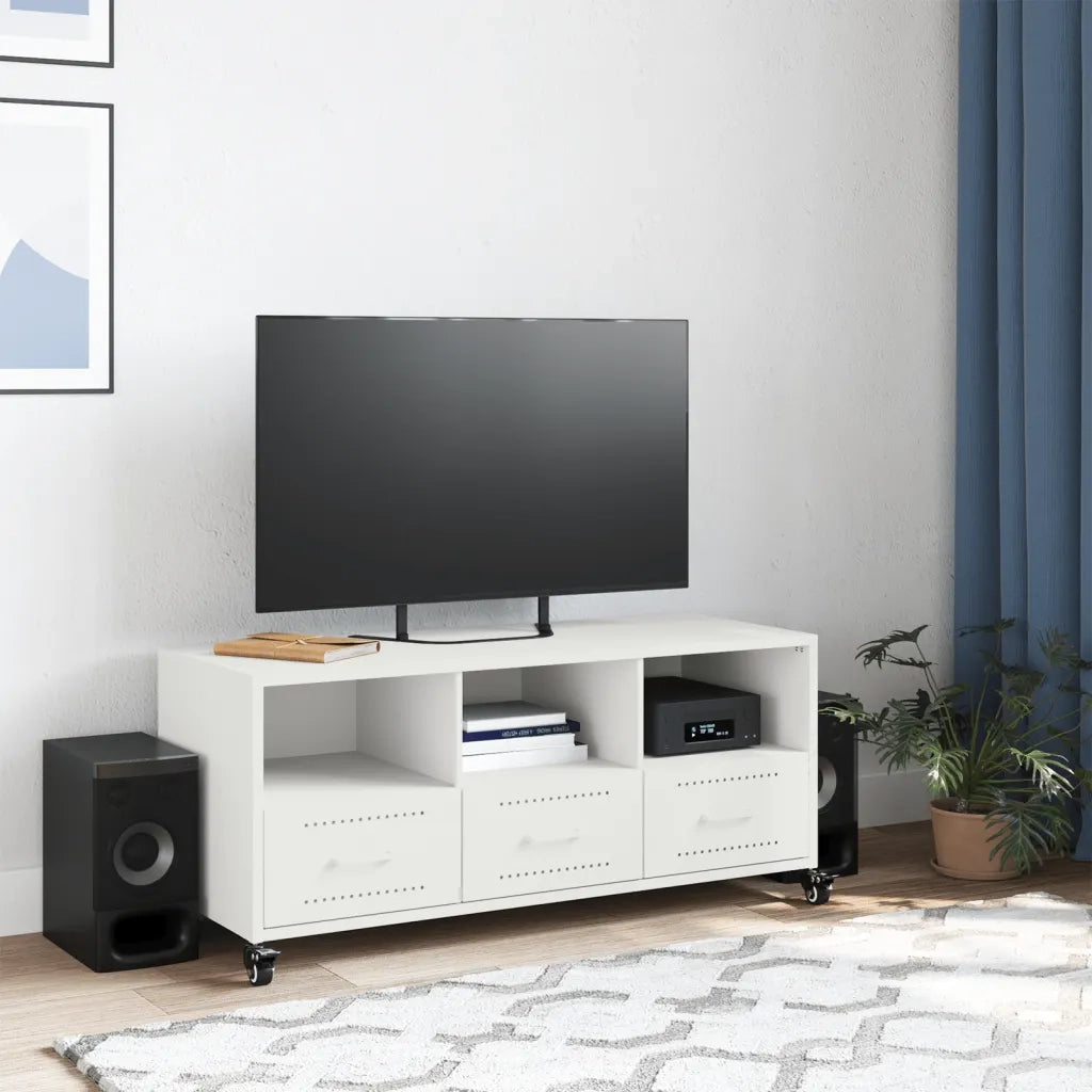 Mobile TV Bianco 100,5x39x43,5 cm in Acciaio 846697