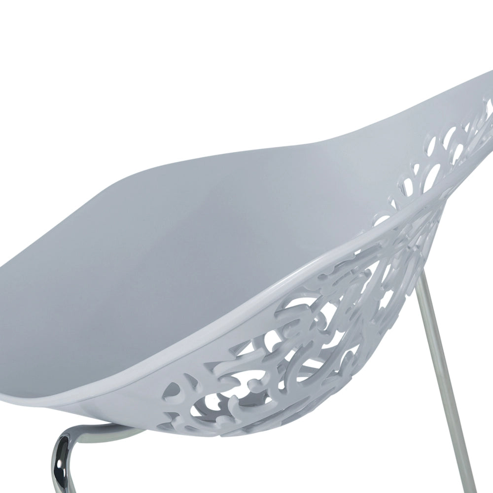 Set di 4 Sedie in Plastica Grigia Schienale Decorativo Traforato