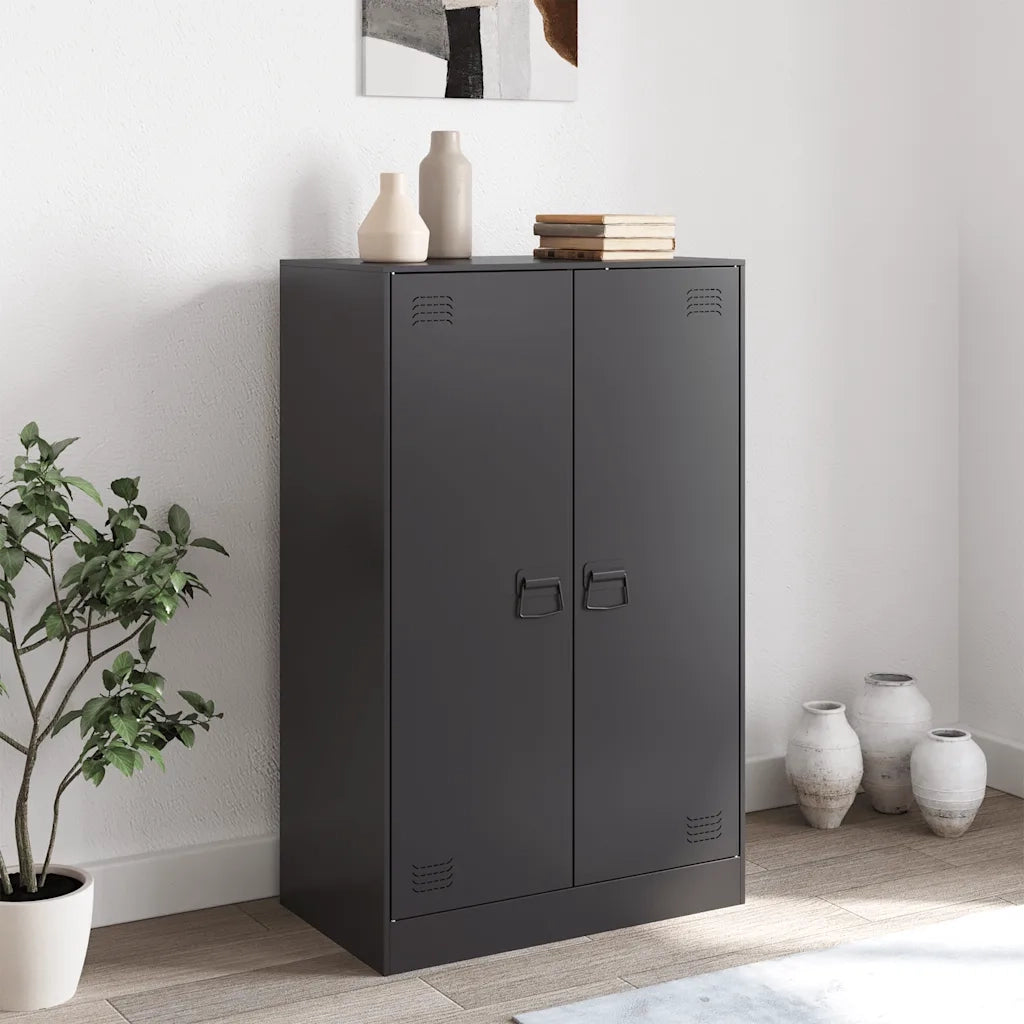 Credenza-Buffet-Armadio da cucina Nera 67x39x107 cm in Acciaio 985779