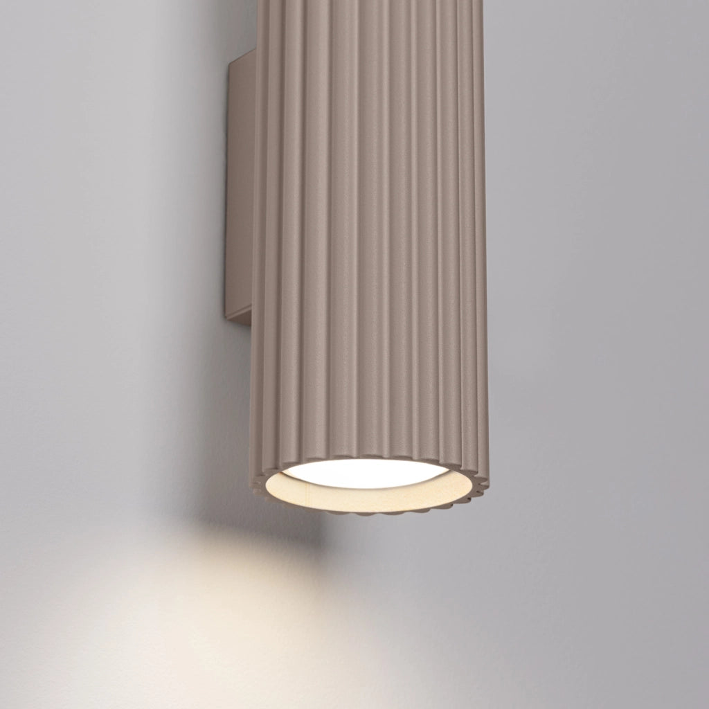 Applique moderna taupe tubo rigato 30cm su/giù 2xGU10