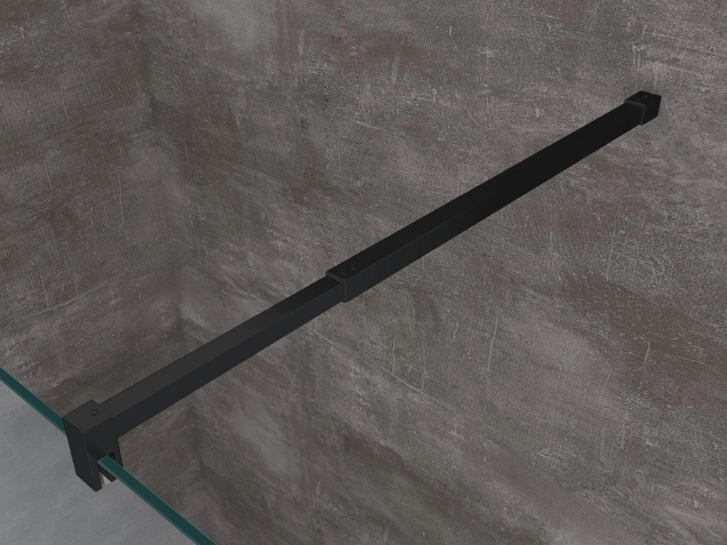 Moderna Parete Doccia Walk-in 8mm con telaio e braccio Nero, Easy-Clean H 200 cm - 118-120