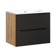Set da bagno YOKA nero: mobiletto sotto lavabo con cassetti 70 cm + lavabo da incasso