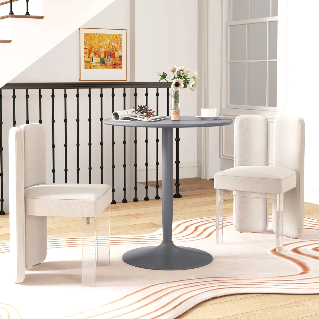 Tavolo da pranzo rotondo per 2 persone ¨C zephmum ¨C grigio, acciaio, 70x70x75 cm