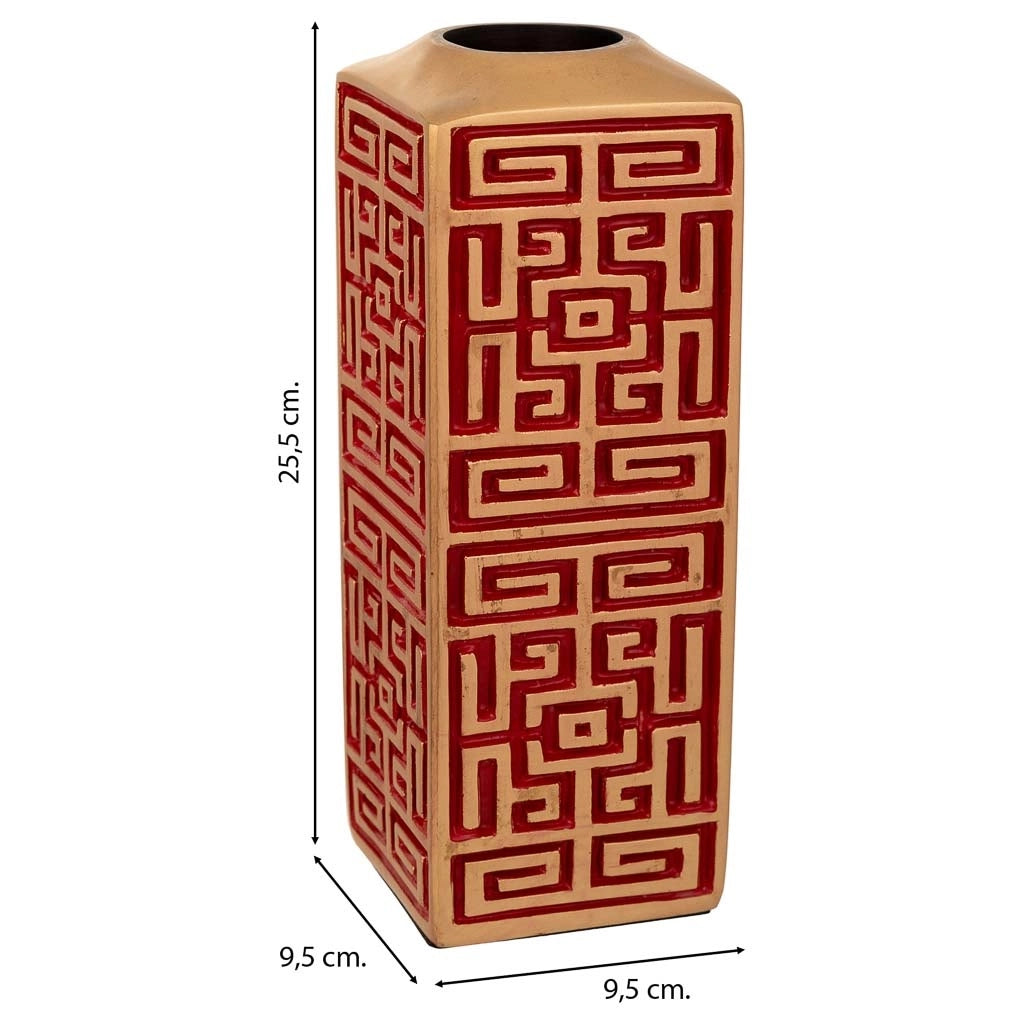 Vaso in poliresina rosso 9,5x9,5x25,5h cm
