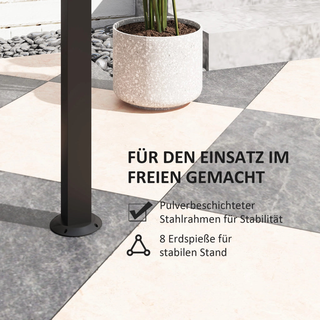 Pergolato Da Barbecue Con Doppio Tetto E Ripiani – 233 X 110 X 235 Cm – Acciaio – Grigio Scuro – Ventilazione Per Griglia