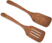 Set di 2 spatole in legno per cucina - Manico lungo - Resistente al calore della padella