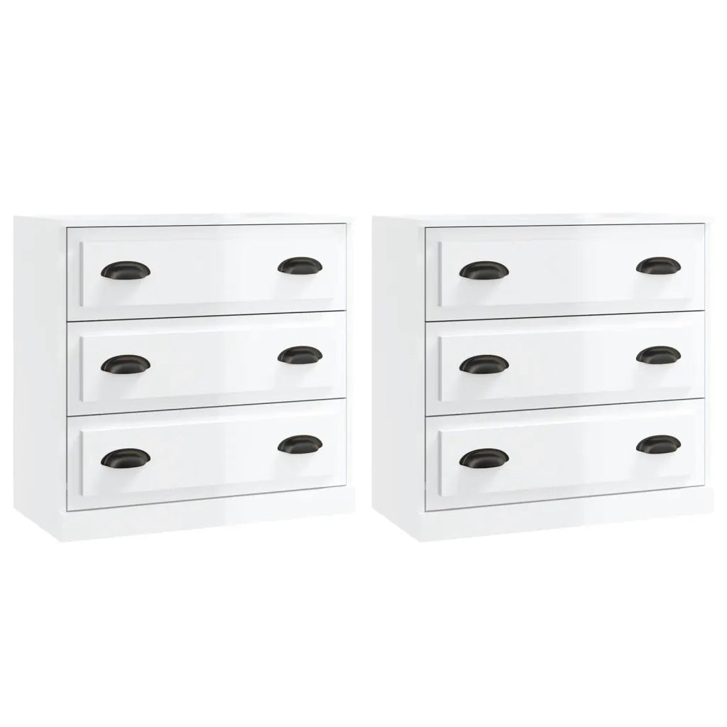 Credenze 2 pz Bianco Lucido in Legno Multistratocod mxl 101534