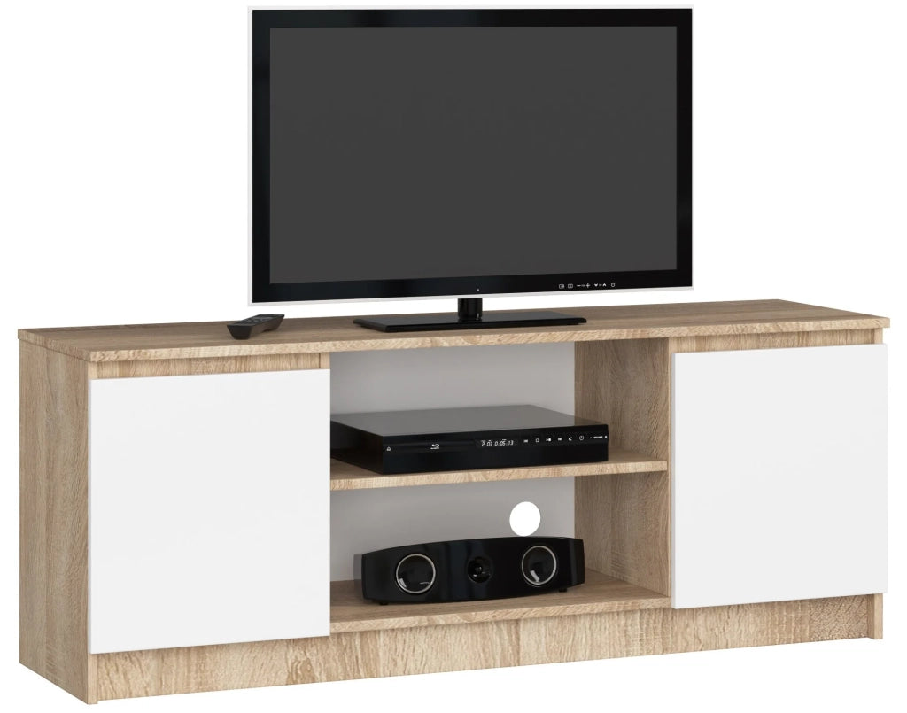 Mobile TV AKORD Sonoma Quercia 140 cm 2 ante inserto frontale Bianco 140x40x55 cm