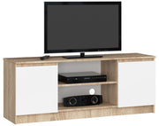 Mobile TV AKORD Sonoma Quercia 140 cm 2 ante inserto frontale Bianco 140x40x55 cm