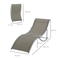 Set 2 Sdraio da Giardino Pieghevoli, Lettino Prendisole in Alluminio e Textilene, 61x165x63cm