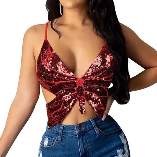 Top da donna con pailletten - Magnetico - Adattamento elastico - Unico taglia - Danza della pancia