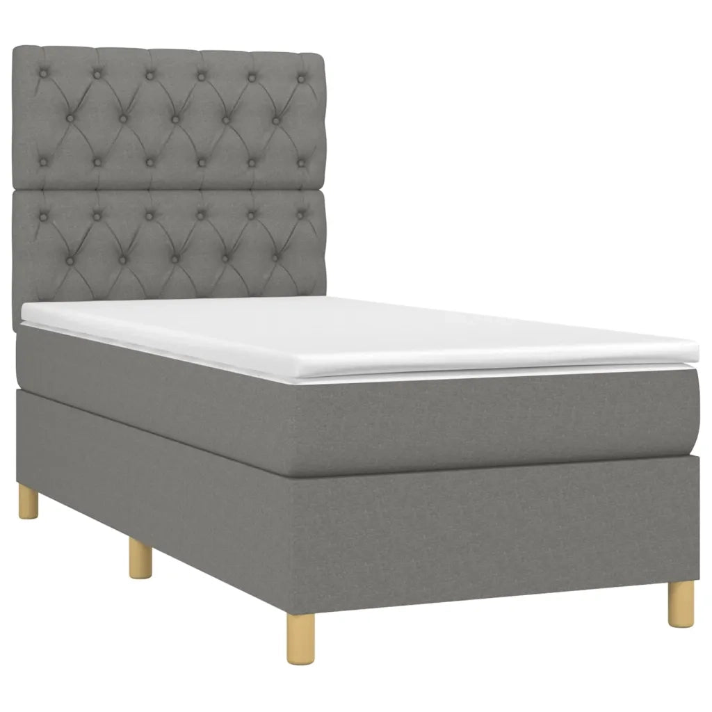 Letto a Molle Materasso e LED Grigio Scuro 80x200 cm in Tessuto 3135630