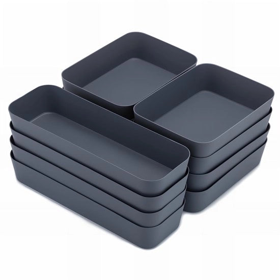 Organizzatore per cassetti 10-delig, organizzatore per cassetti, tavolo da ufficio con 3 dimensioni, distributore di cassetti per scrivania, accessori per tavolo da ufficio in plastica per trucco, bagno, cucina, ufficio